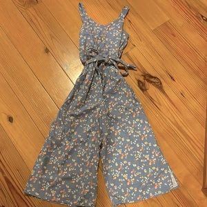 Justice Girl blue floral jumpsuit